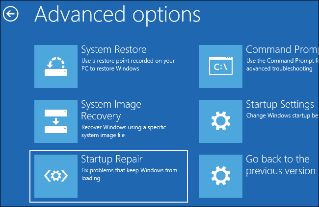 Troubleshoot > Advanced Options